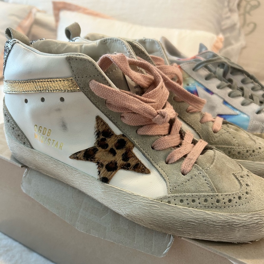 New Golden Goose high top Super Star tennis shoes size 36.